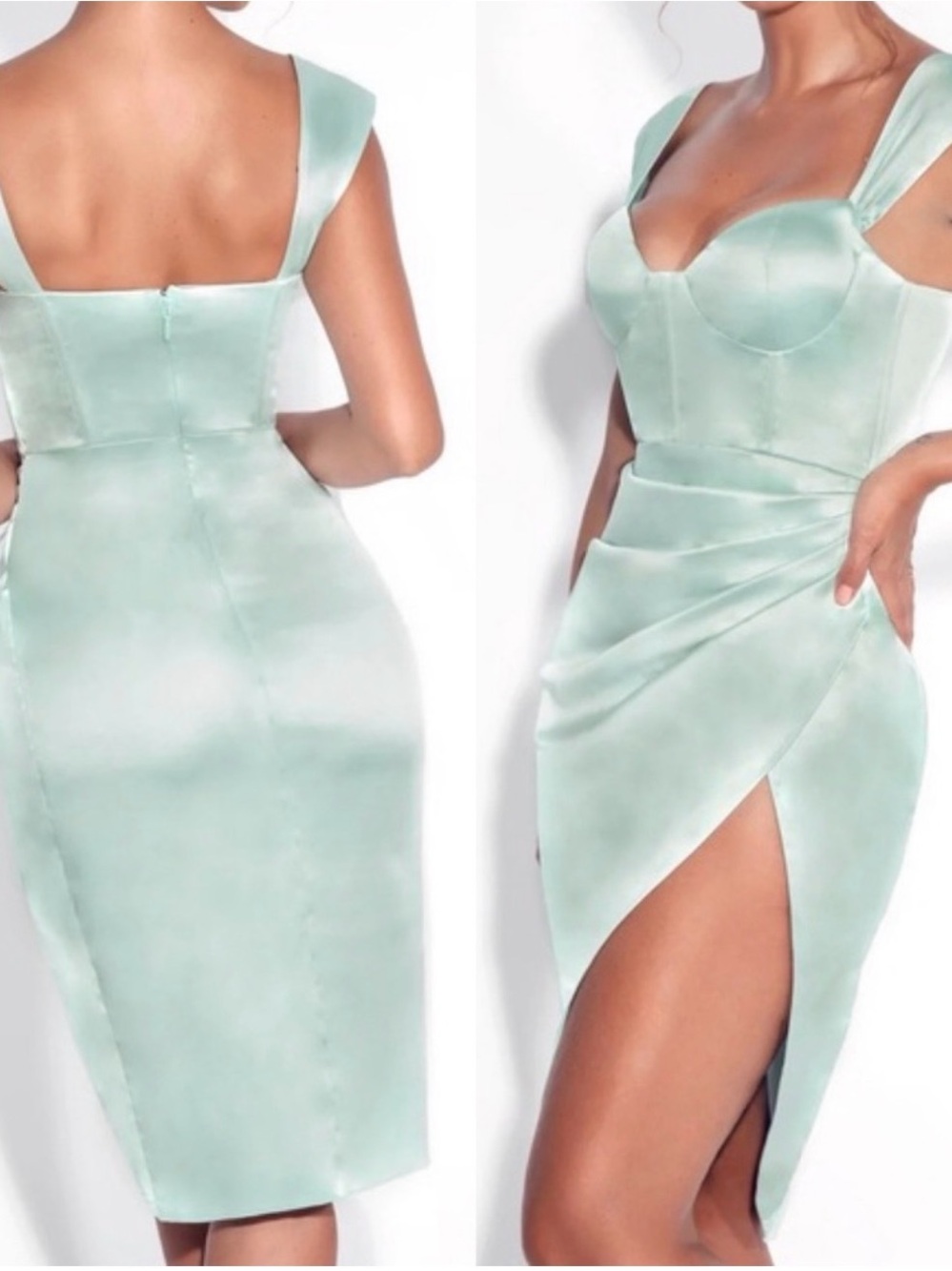 Miss Circle Sleek Mint Green Bodycon Dress with Sweetheart Neckline